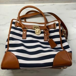 Navy & White stripe large Michael Kors Hamilton